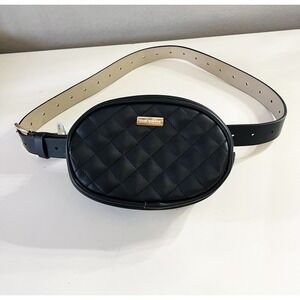 Steve Madden Black Faux Leather Belt Bag Fanny Pack Belt